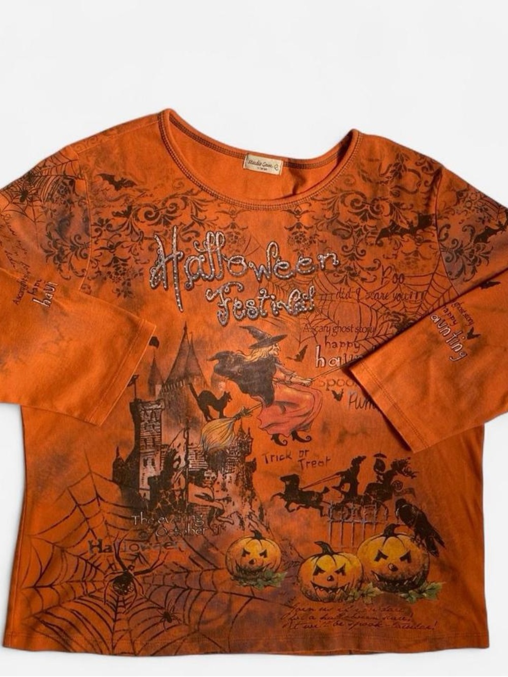 Vintage Y2K artsy orange Halloween top